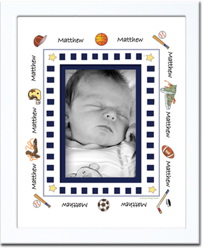 Sports Photo Frame Picture Decorative Nursery Decor Newborn Art Perfect Gift Name Border or Monogrammed Customized Special